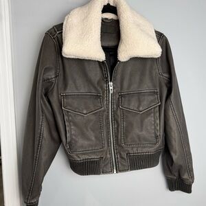 Blank NYC Charcoal Jacket with Cream Collar